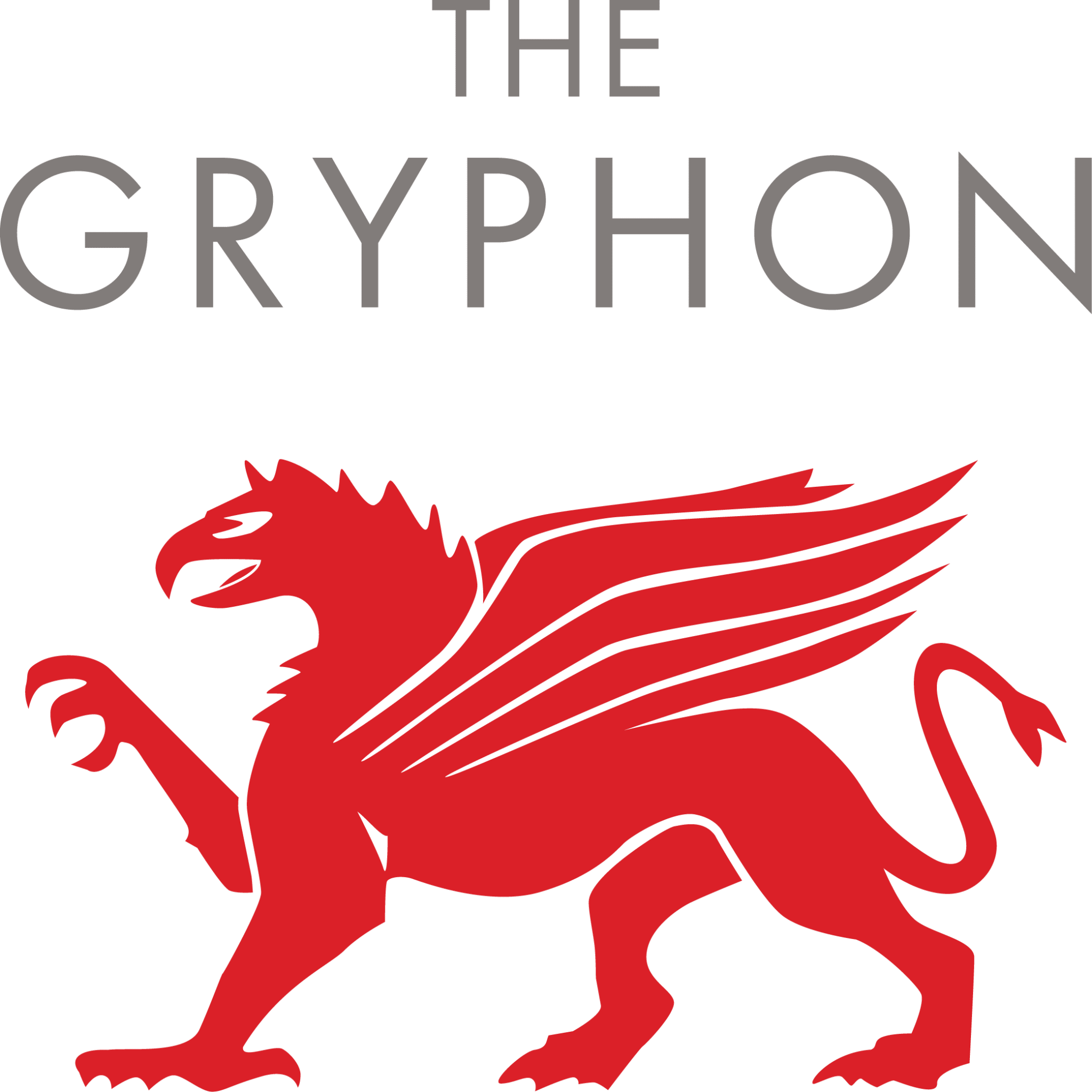 Red gryphon logo on a green background with 'The Gryphon' text above.